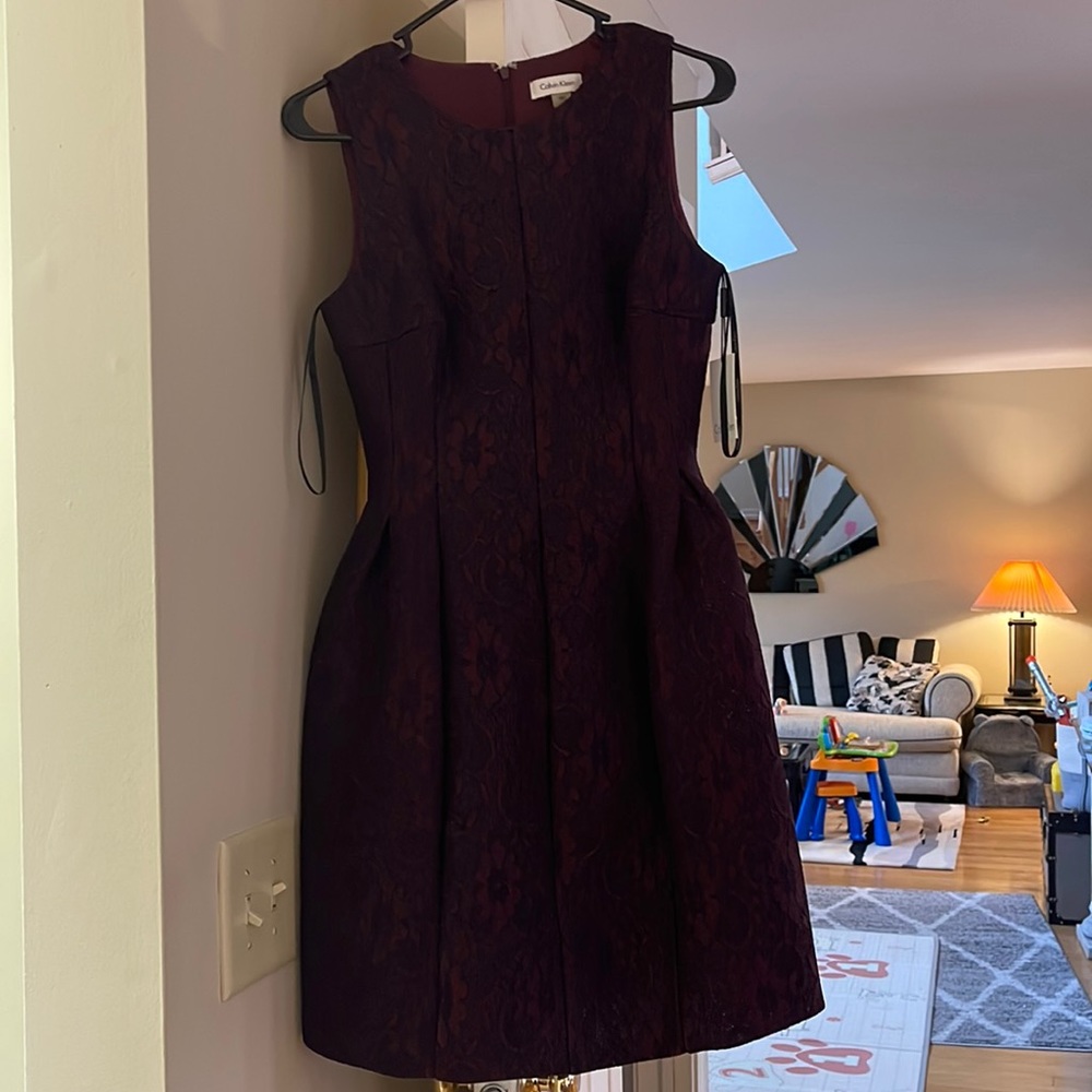 Calvin Klein Purple Lace MIDI Dress NWT size 4